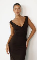 Viola Maxi Dress (Chocolate)