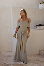 Martini Bloom Off Shoulder Maxi Dress Sage