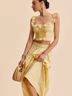 Ruffled Crop Top Skirt Set