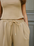 Mid-Waist Drawstring Wide-Leg Sweatpants