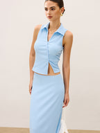 Sleeveless Crop Top and Maxi Skirt Set