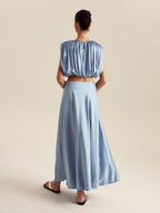 Ruched Crop Top Skirt Set