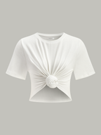 Cropped Knot-Front T-Shirt
