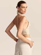 Linen & Cotton Halter Crop Top