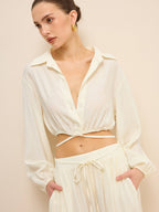 Cropped Shirt with Crisscross Tie-Back