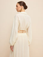 Cropped Shirt with Crisscross Tie-Back
