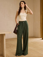 Vintage Plaid High-Waisted Pants with Belt