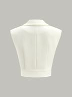 Cropped Wide-Shoulder Waist-Cinching Blazer Vest