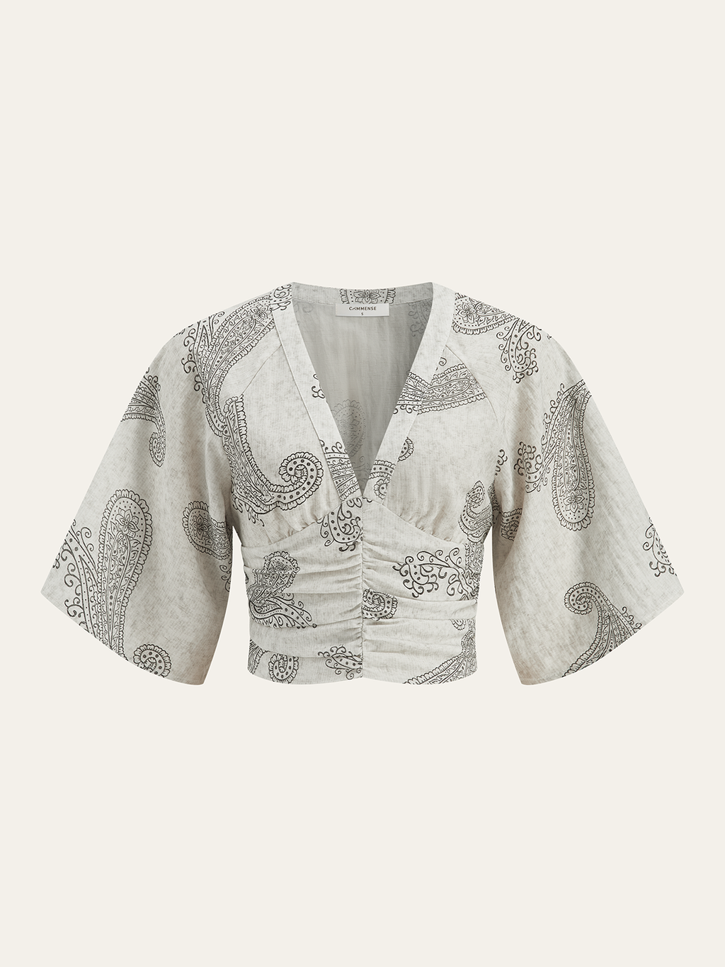 Boho Print Ruched Crop Top