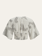Boho Print Ruched Crop Top