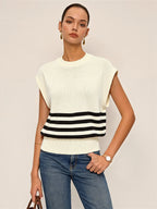 Cropped Stripe Sweater Vest