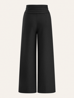 High-Waist Pleated-Waistband Wide-Leg Pants