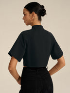 Metal Decor Cropped Blouse