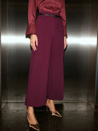 Belted Wide-Leg Cropped Pants