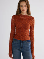 Flower Embroidered Cropped Lace Top