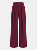 Mid-Waist Pleated Wide-Leg Pants