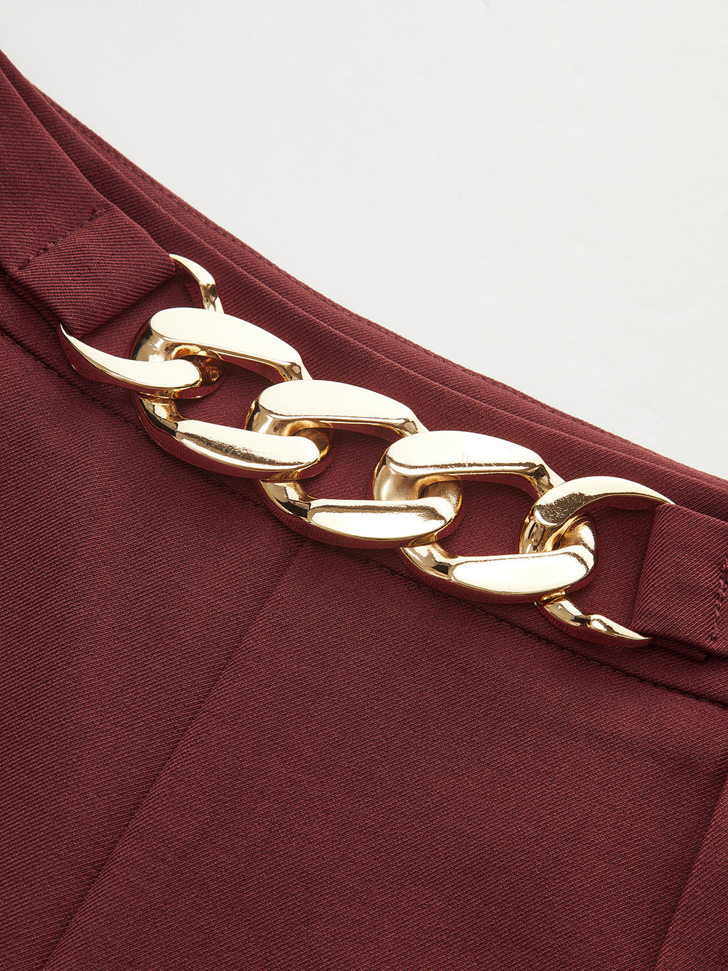 High-Waisted Chain Pleated Wide-Leg Pants