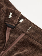 Mid-Waist Velvet Wide-Leg Pants