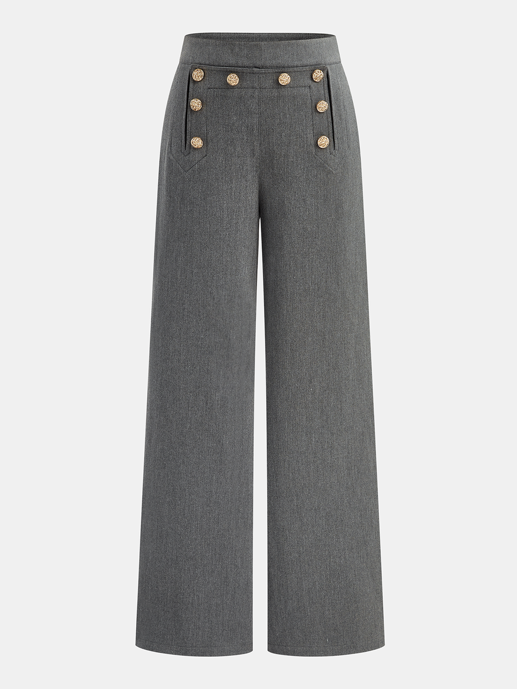 Metal Detail Wide-Leg Pants