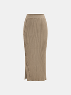 Mock Neck Cross-Over Crop Top and Midi Skirt Set