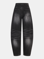 Washed Denim Curved-Leg Jeans