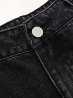 Washed Denim Curved-Leg Jeans