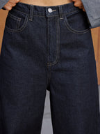 High-Waist Cuffed Wide-Leg Jeans