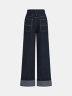 High-Waist Cuffed Wide-Leg Jeans