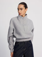 Half-Zip Oversized Cropped Sweatshirt