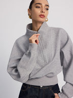 Half-Zip Oversized Cropped Sweatshirt