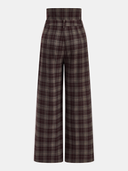 High-Waisted Plaid Wide-Leg Pants