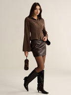 Pinstripe Cropped Fitted Shirt