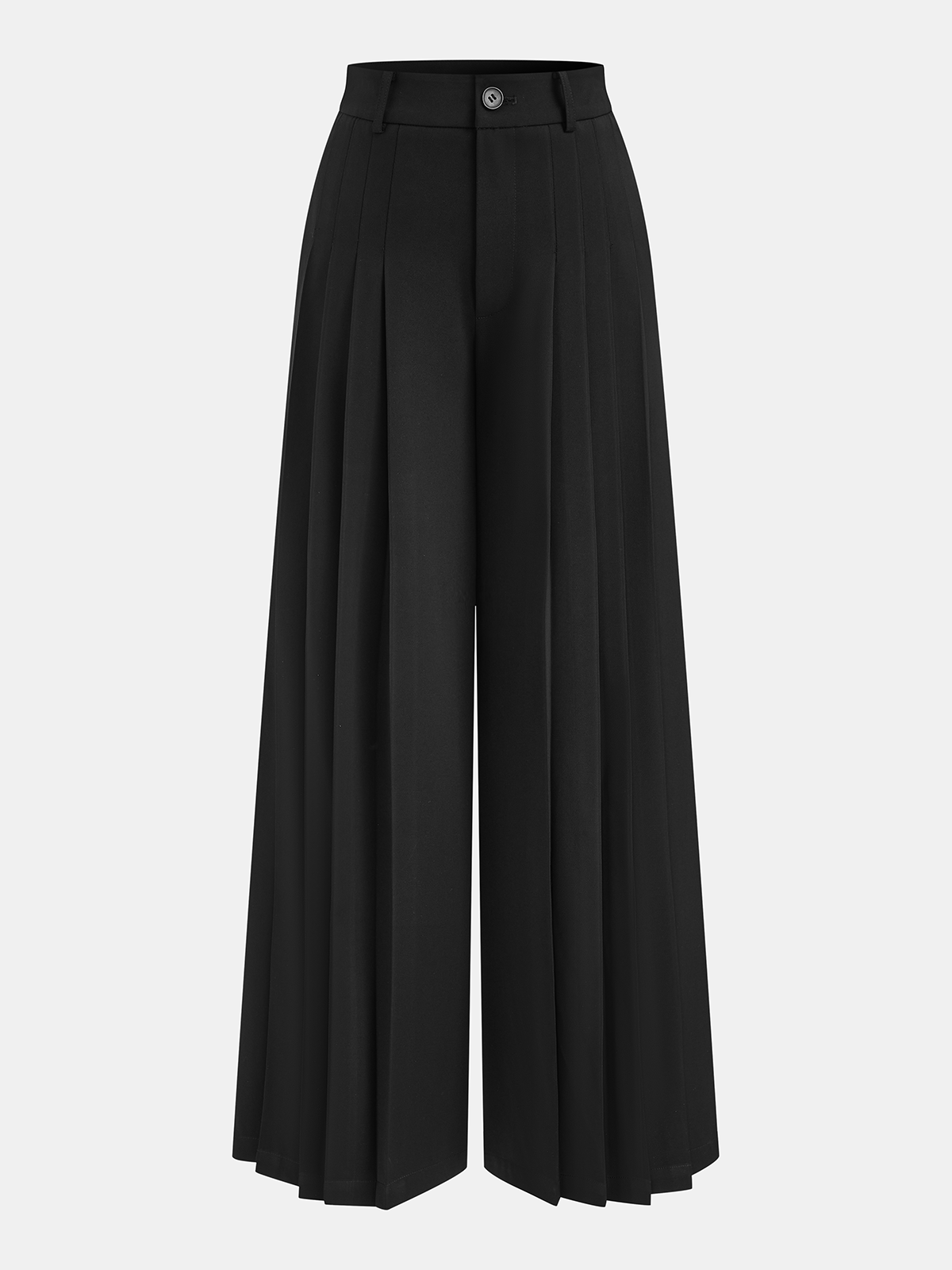 Pleated Mid-Waist Wide-Leg Pants