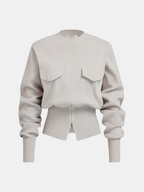 Zipper Cropped Sweater & Midi Skirt Set