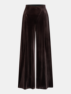 Velvet Asymmetric Waist Wide-Leg Pants