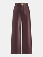 Faux Leather Straight-Leg Pants