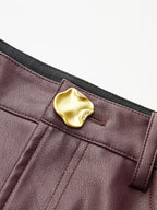 Faux Leather Straight-Leg Pants