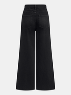 Metal Button-Detail Wide-Leg Jeans