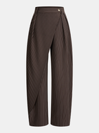 Pinstripe Asymmetric Curved-Leg Pants