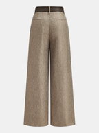 Faux Leather Panel Wide-Leg Pants