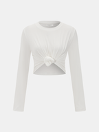 Cotton-Blend Knot-Front Cropped Top
