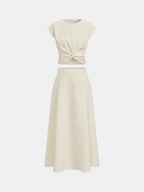Twist-Front Crop Top & Midi Skirt Set