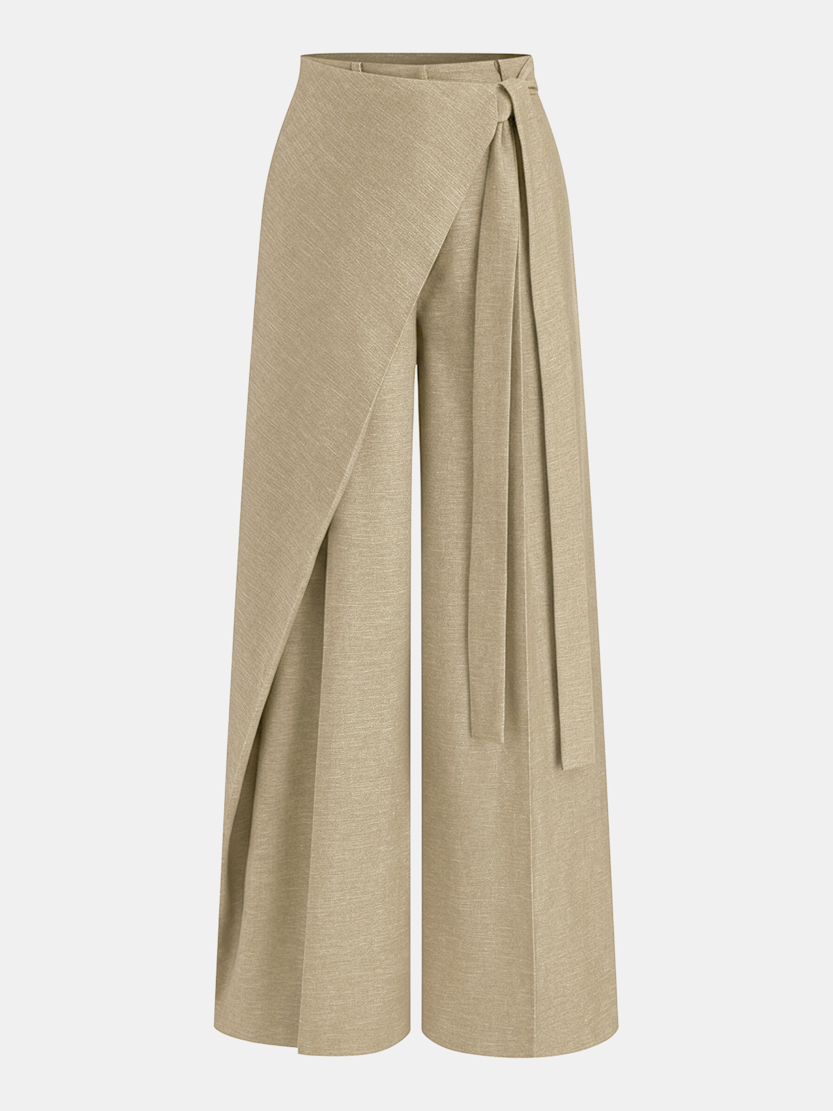 Asymmetric Wrap Wide-Leg Pants