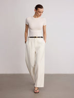 Belted Mid-Waist Wide-Leg Pants