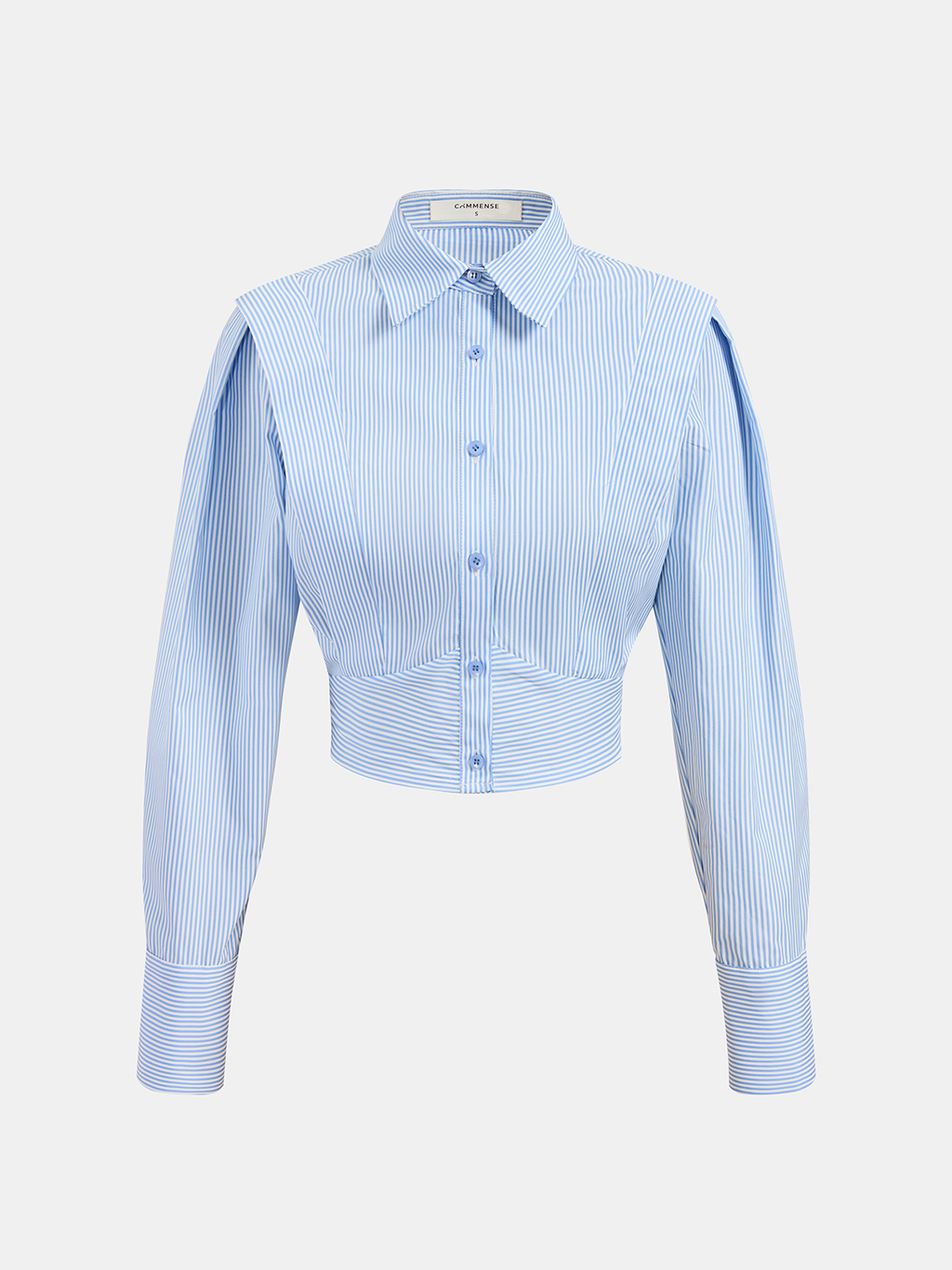 Striped Cinched Waist Cropped Shirt