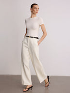 Belted Mid-Waist Wide-Leg Pants