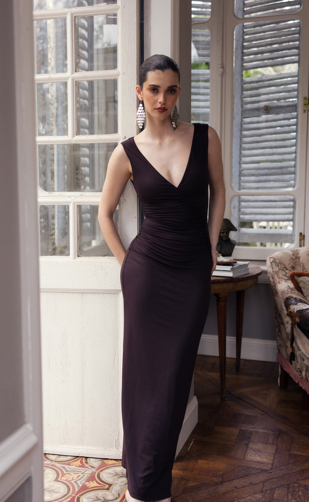 Viola Maxi Dress (Chocolate)