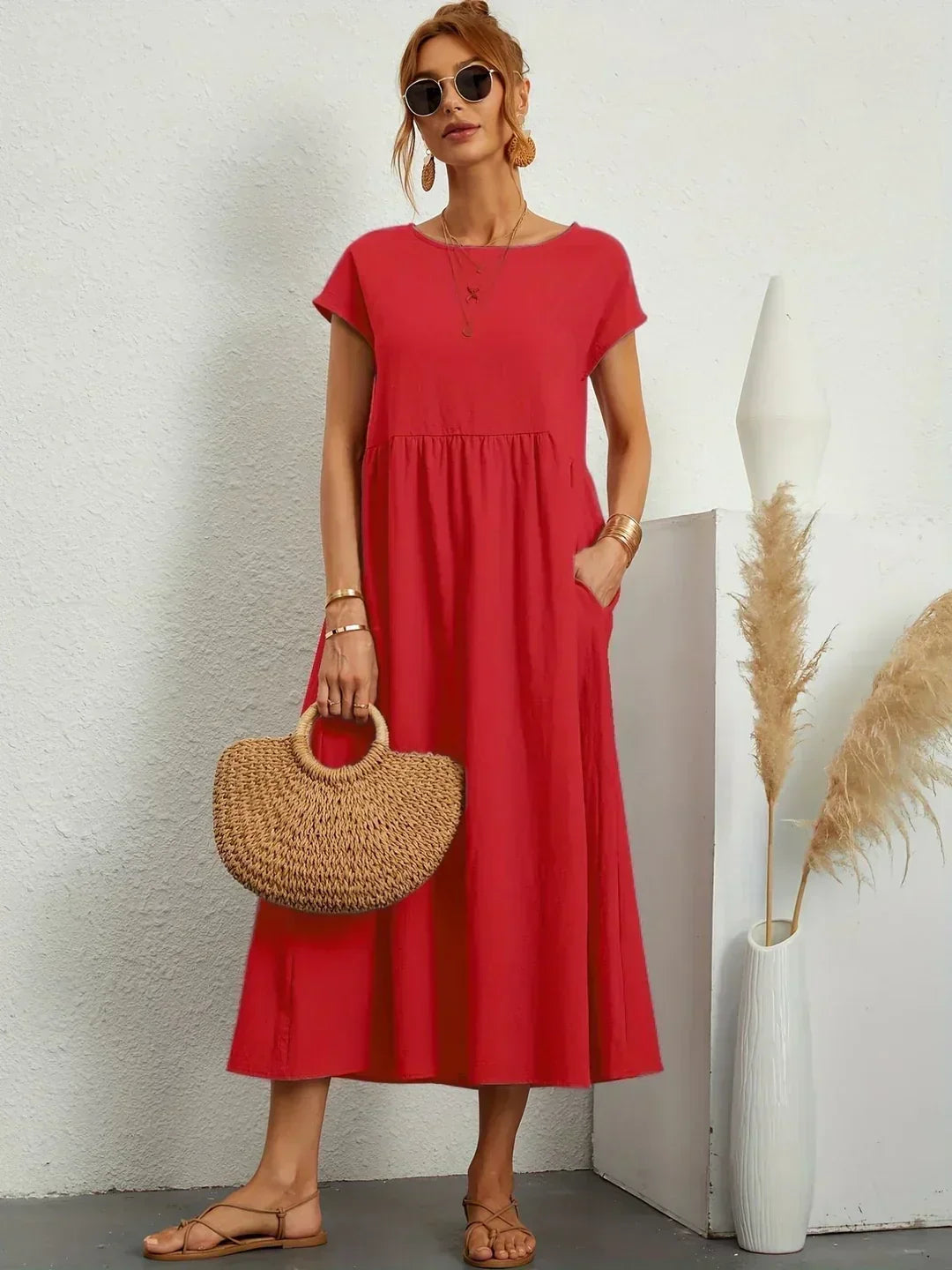 Gabrielle™ | Flowing Midi Dress with Timeless Elegance