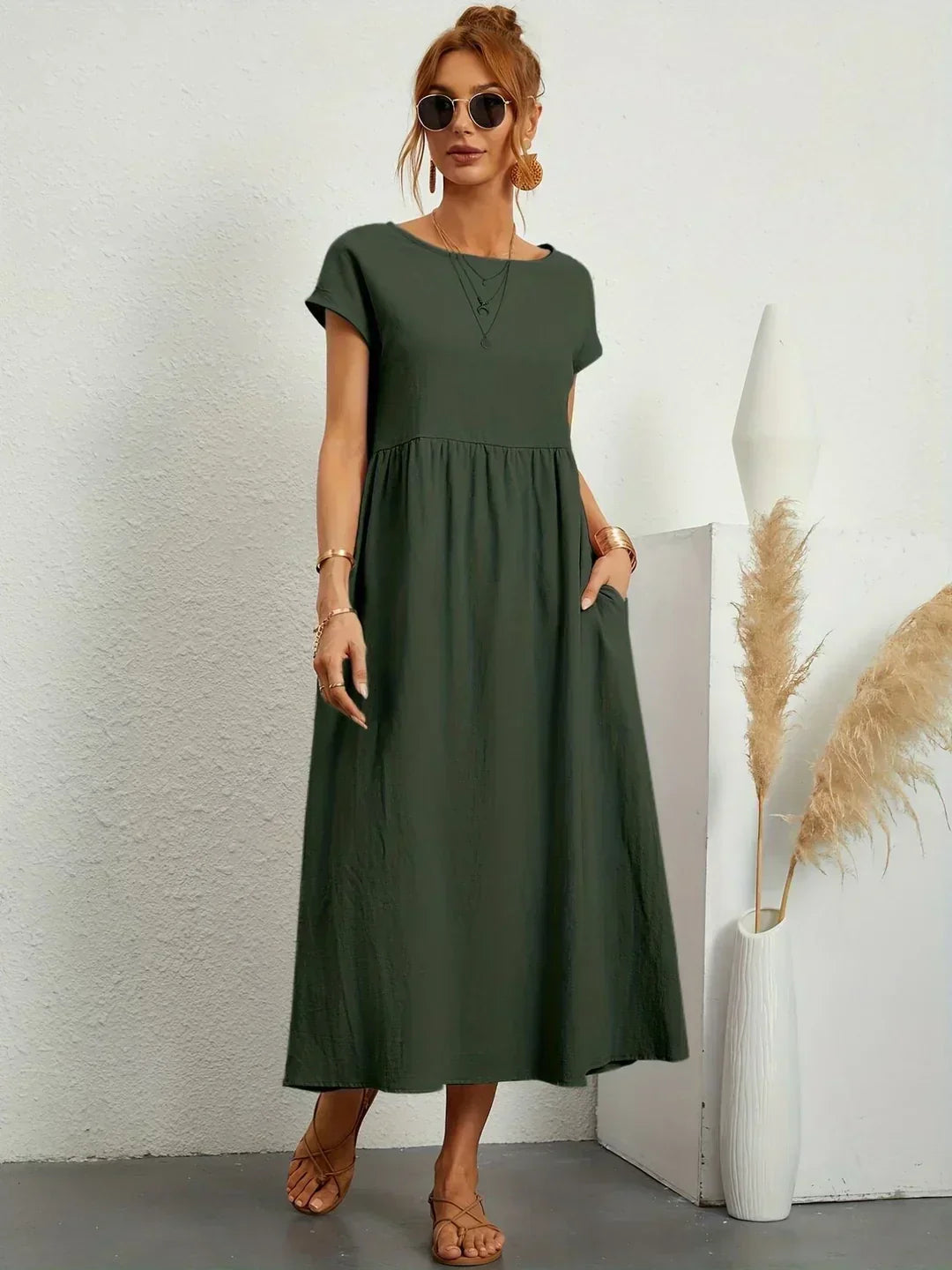 Gabrielle™ | Flowing Midi Dress with Timeless Elegance