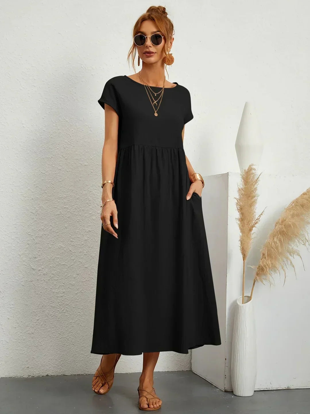 Gabrielle™ | Flowing Midi Dress with Timeless Elegance